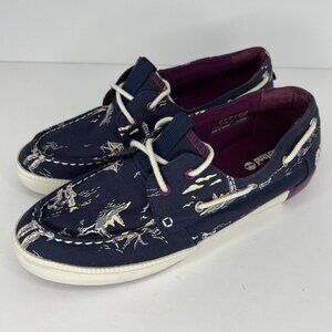 Timberland Classic 2 Eye Navy Newport Bay Womens Size 10 Canvas Boat Shoe